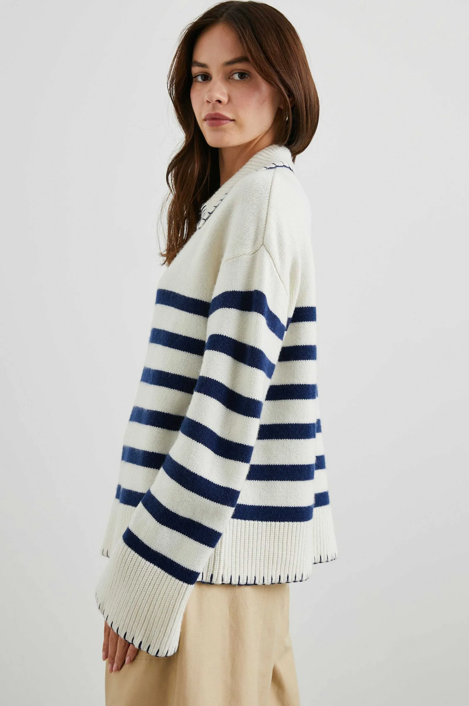 Vrouwen Rails Athena Trui - Ivoor Marine Stripe