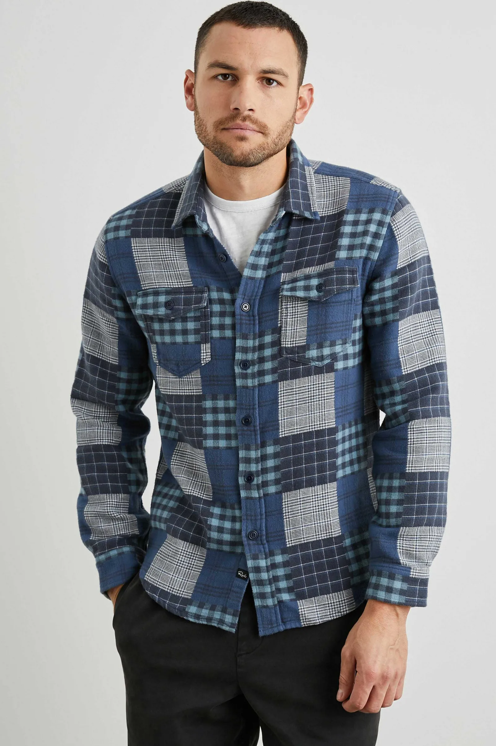 Heren Rails Banton Overhemd - Blauw Patchwork