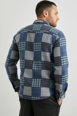 Heren Rails Banton Overhemd - Blauw Patchwork