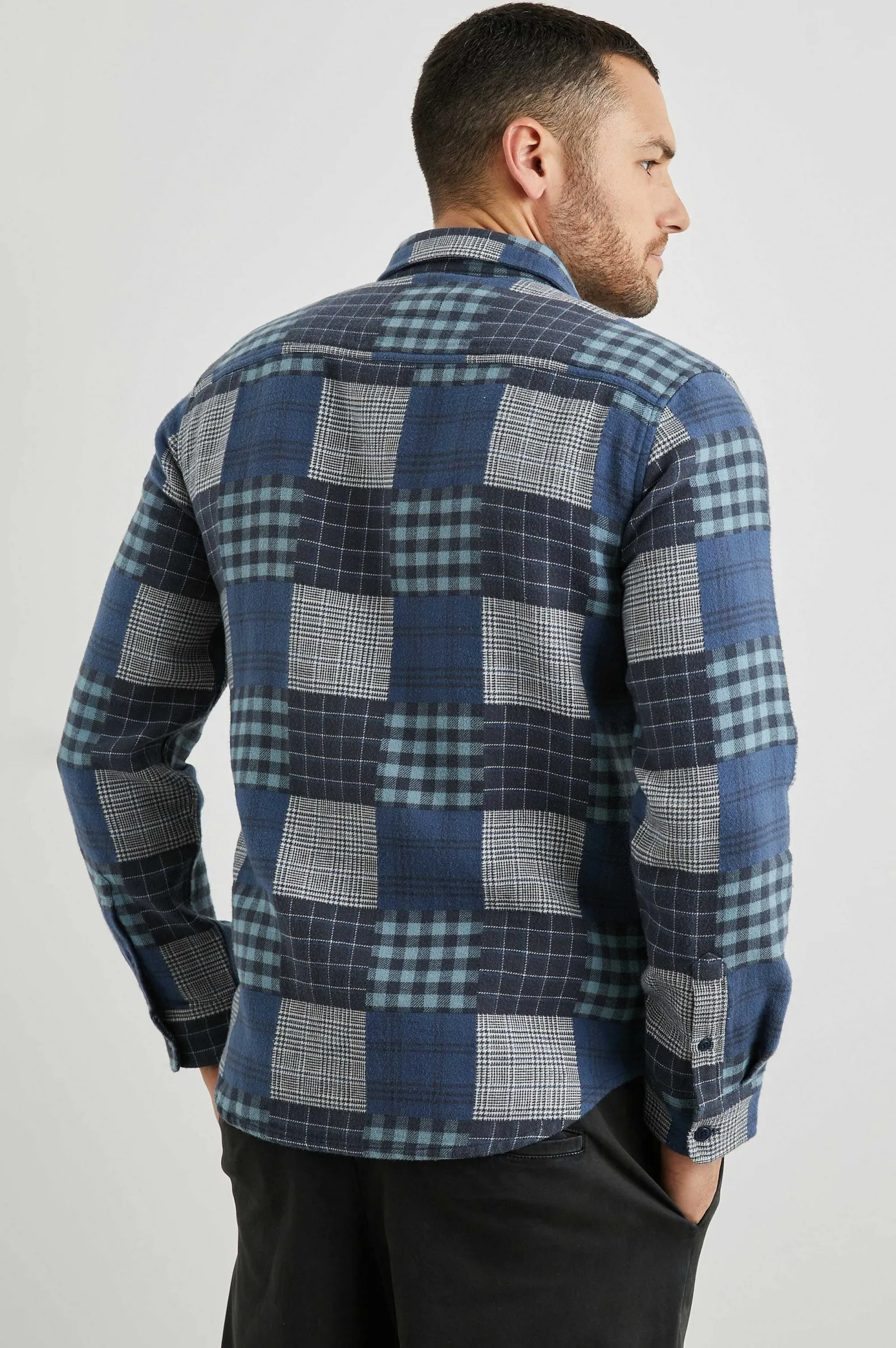 Heren Rails Banton Overhemd - Blauw Patchwork