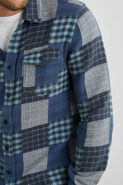 Heren Rails Banton Overhemd - Blauw Patchwork