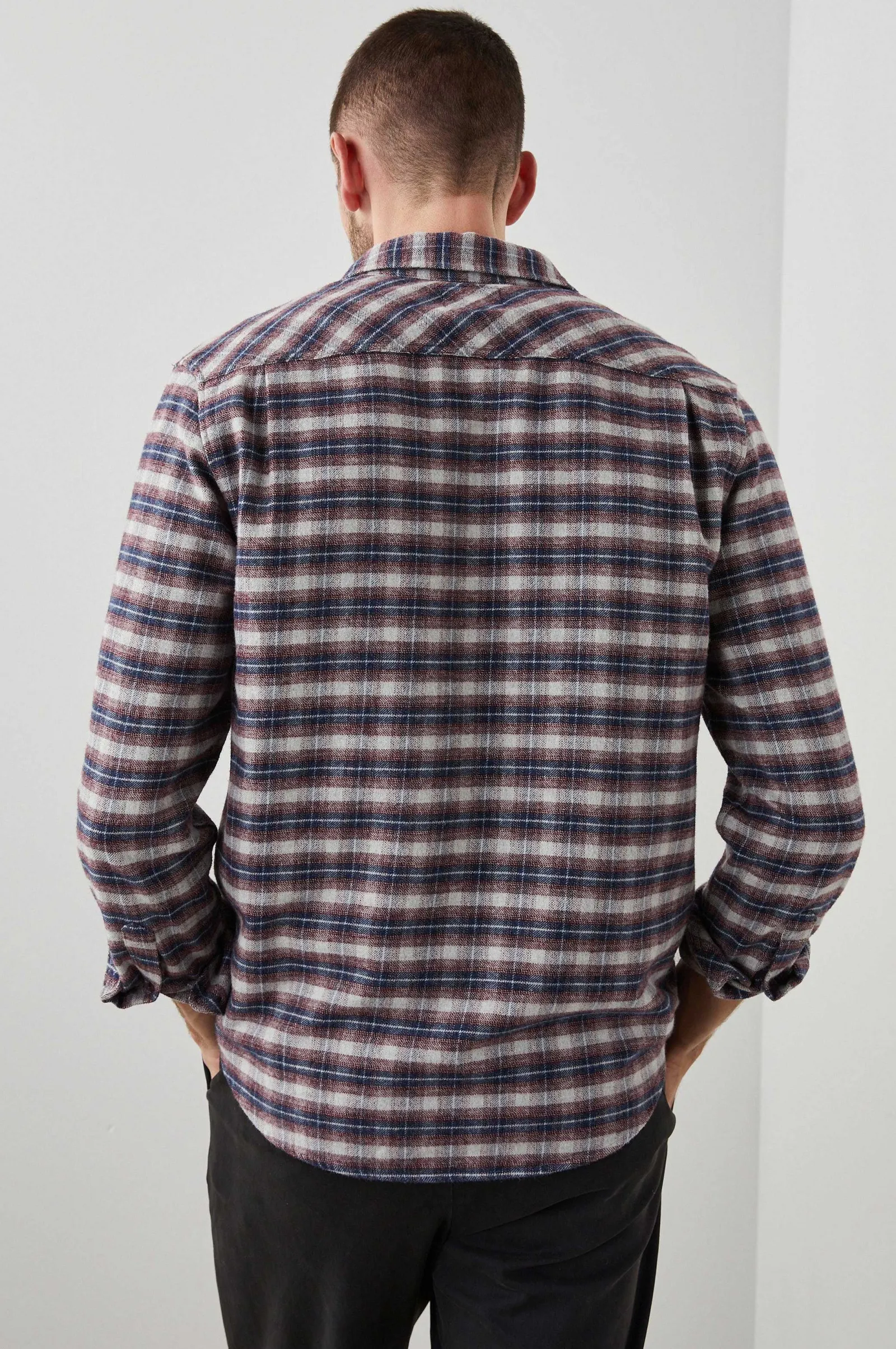 Heren Rails Bos Overhemd - Dusk Berry Grijs Melange