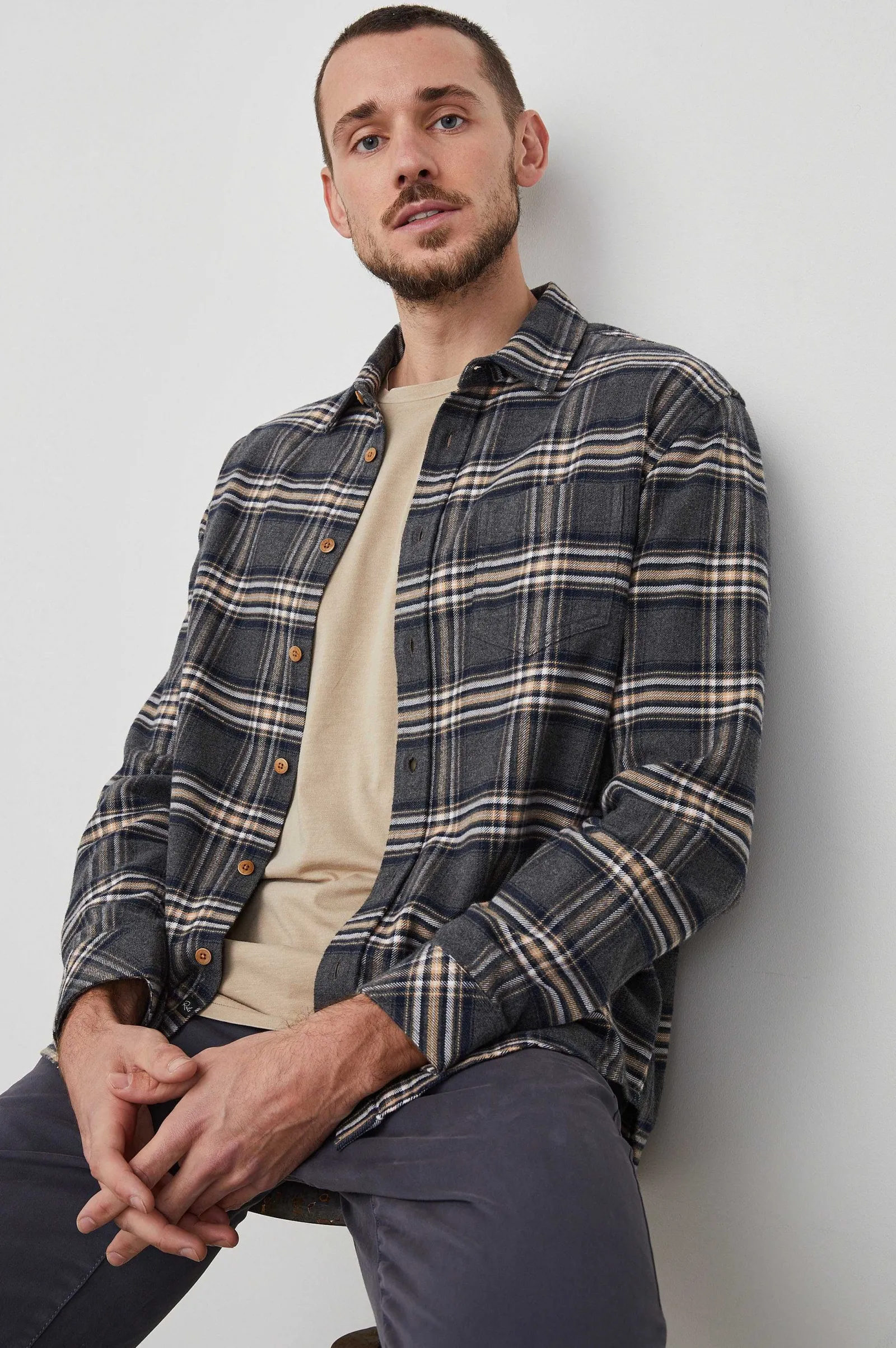 Heren Rails Bos Shirt - Houtskool Stichting Melange