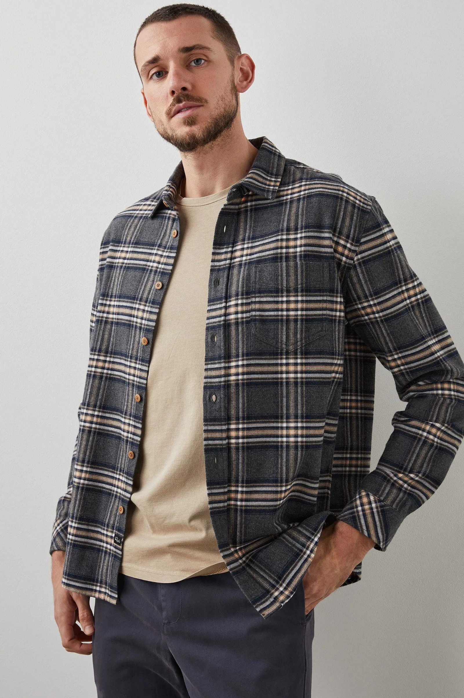 Heren Rails Bos Shirt - Houtskool Stichting Melange