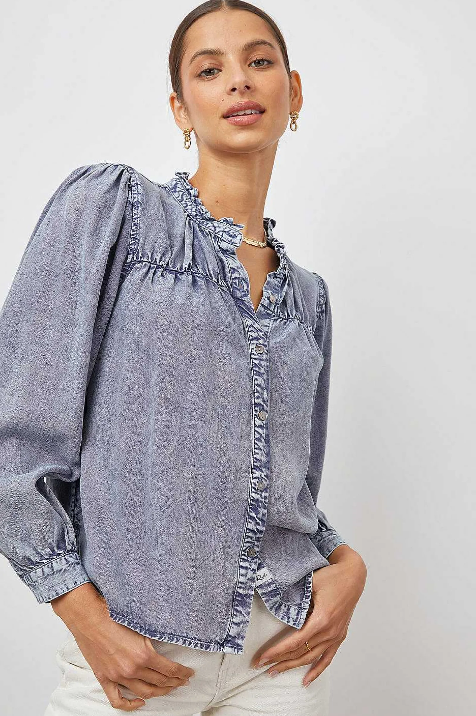 Vrouwen Rails Camille Top - Sapphire Acid Wash