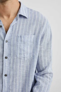 Heren Rails Connor Overhemd - Denim Witte Krijtstreep