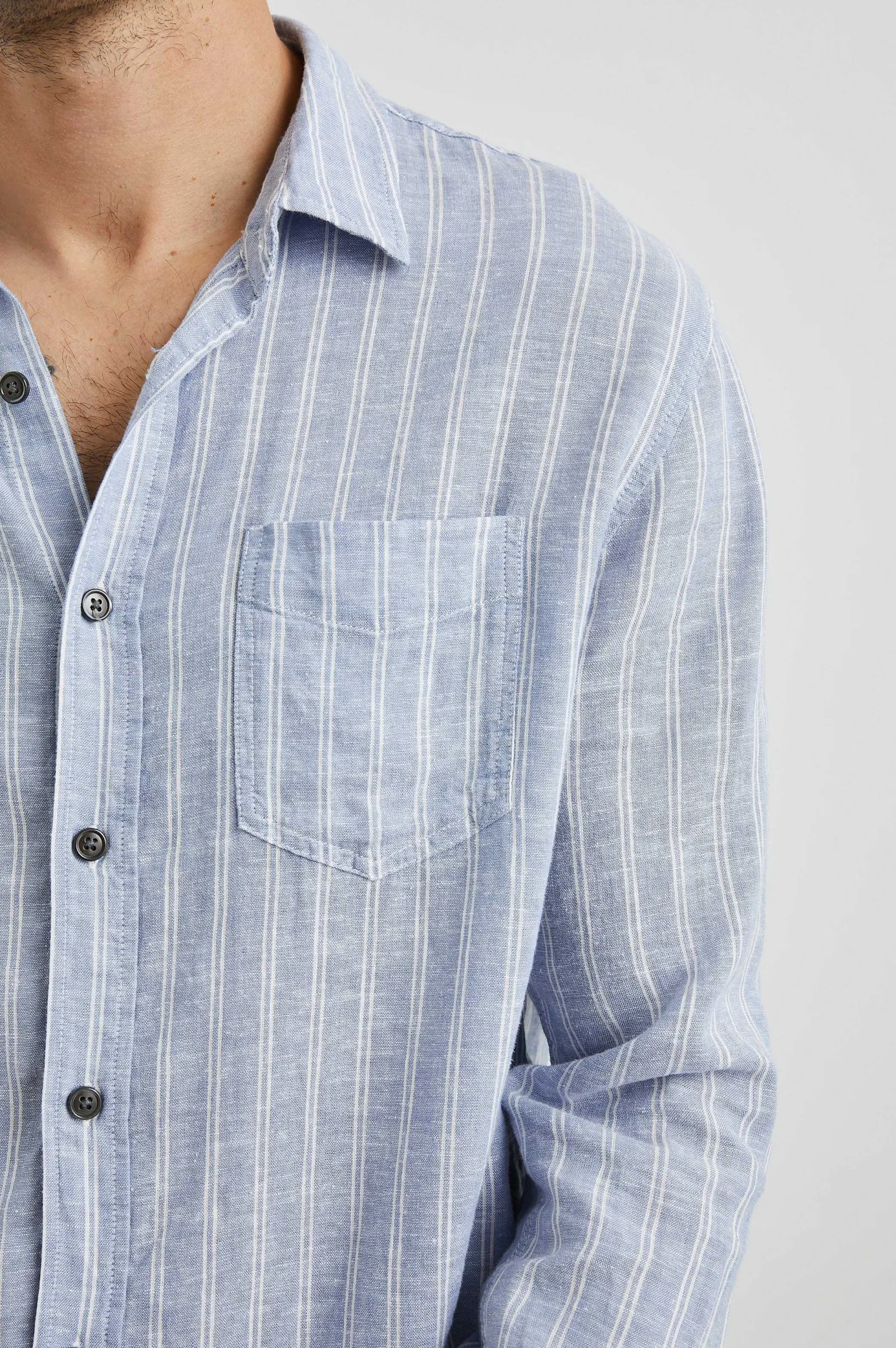 Heren Rails Connor Overhemd - Denim Witte Krijtstreep