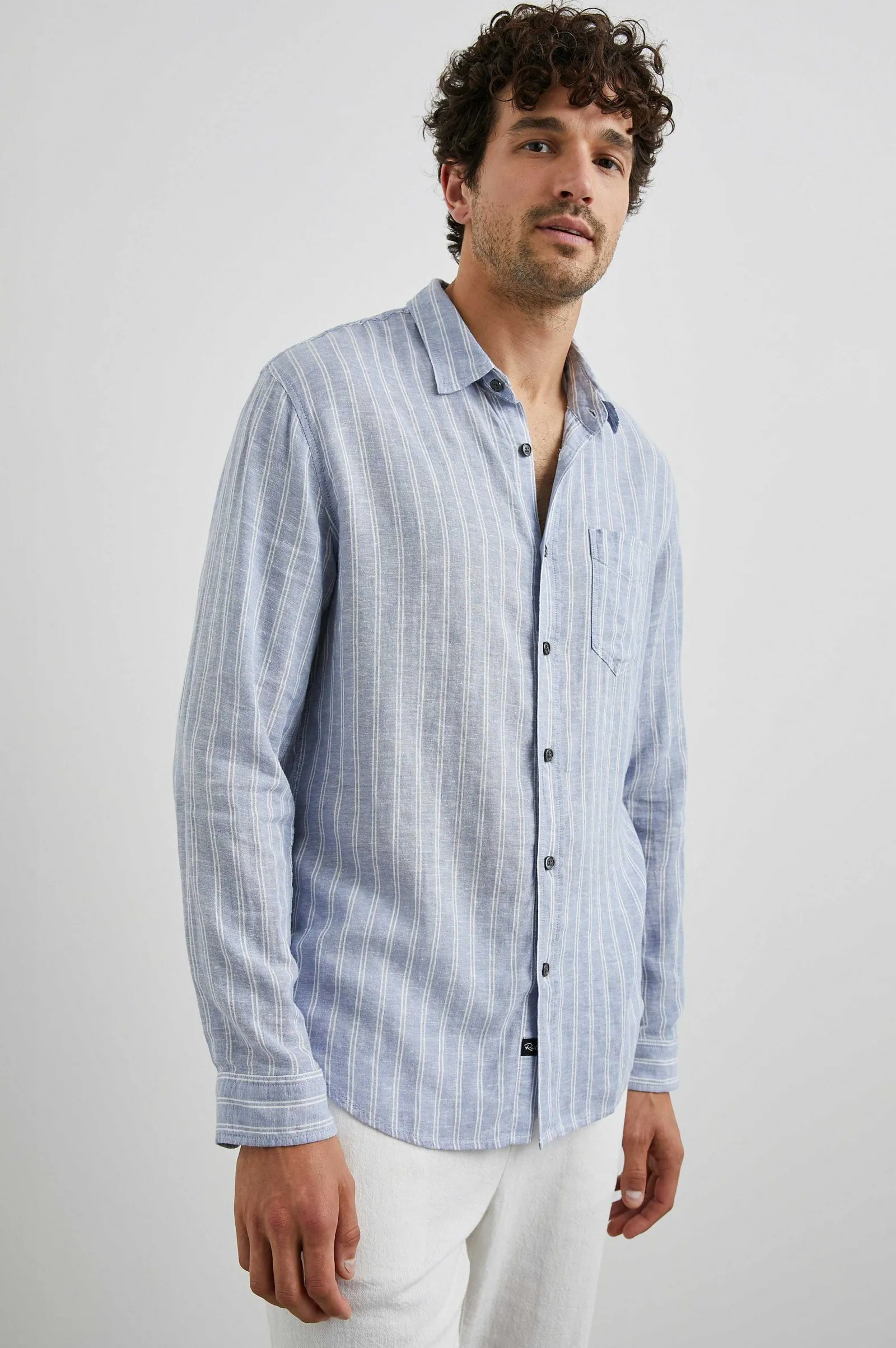 Heren Rails Connor Overhemd - Denim Witte Krijtstreep