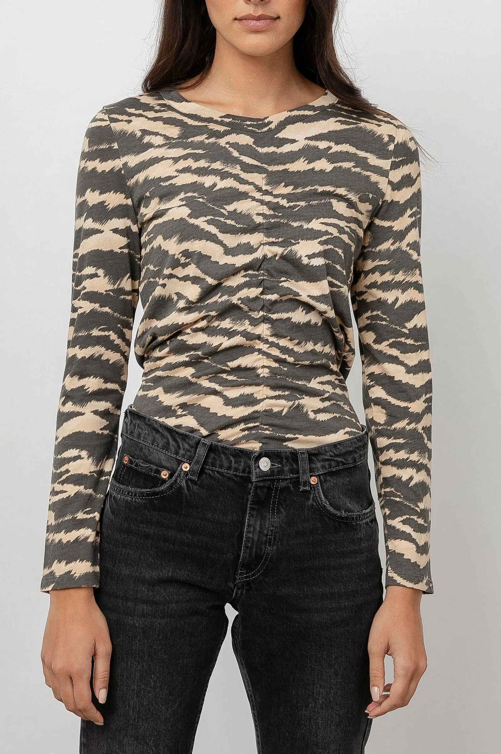Vrouwen Rails Freja T-Shirt - Tan New Wave Tijger