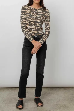 Vrouwen Rails Freja T-Shirt - Tan New Wave Tijger