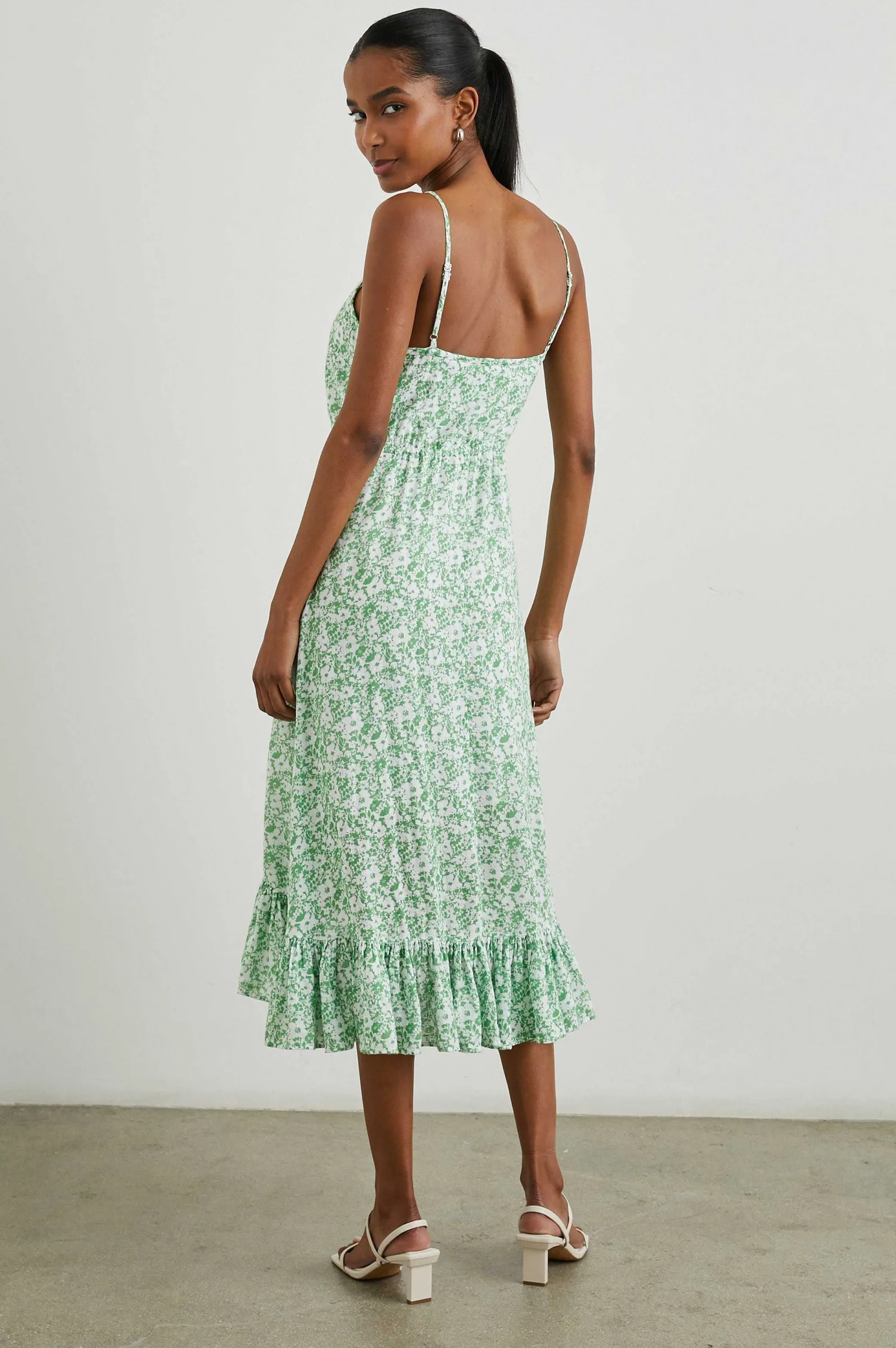Vrouwen Rails Frida Jurk - Groene Textuur Bloemen