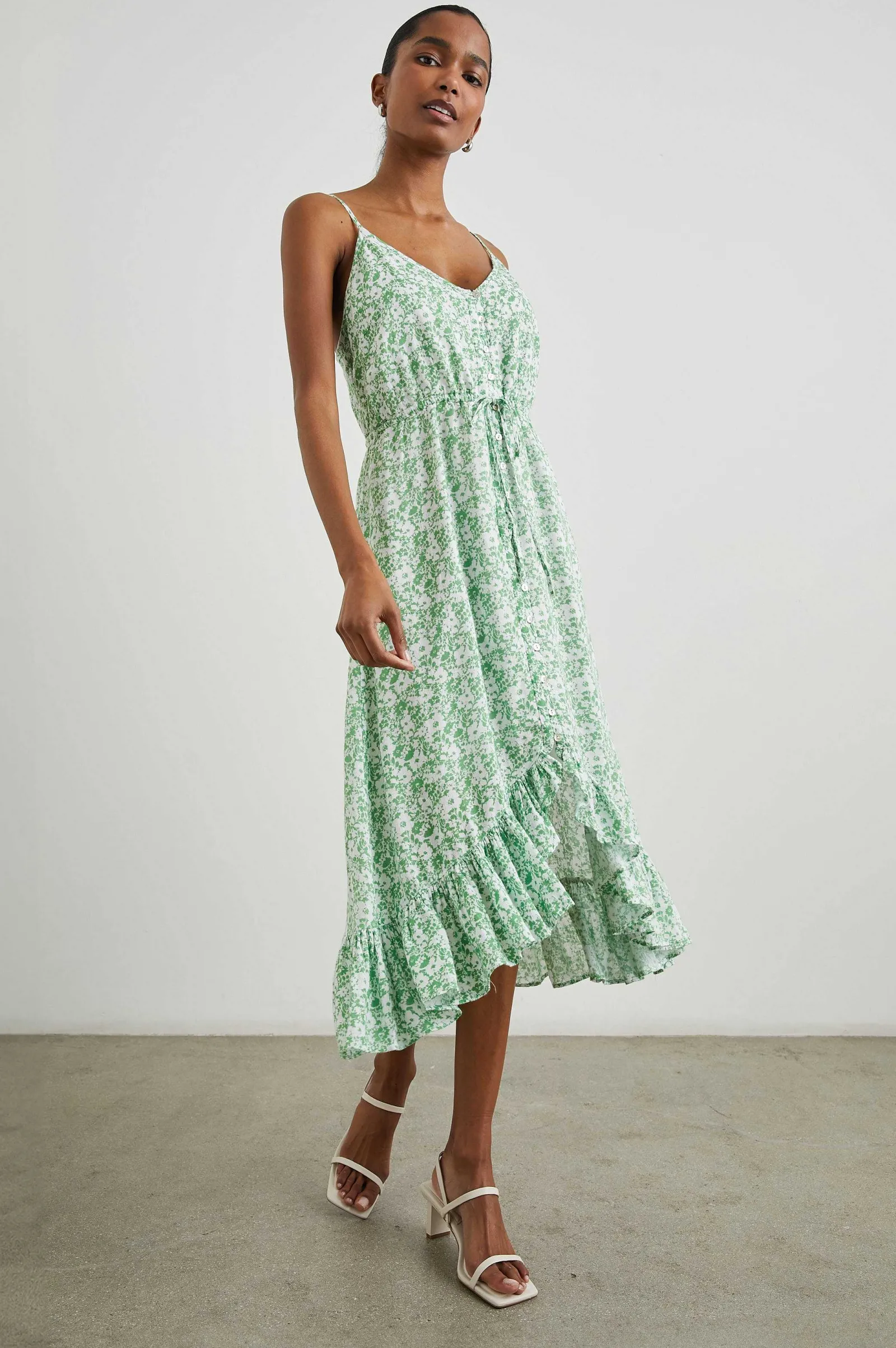 Vrouwen Rails Frida Jurk - Groene Textuur Bloemen