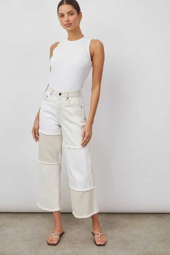 Vrouwen Rails Getty Crop Met Wijde Pijpen - Ecru Patchwork