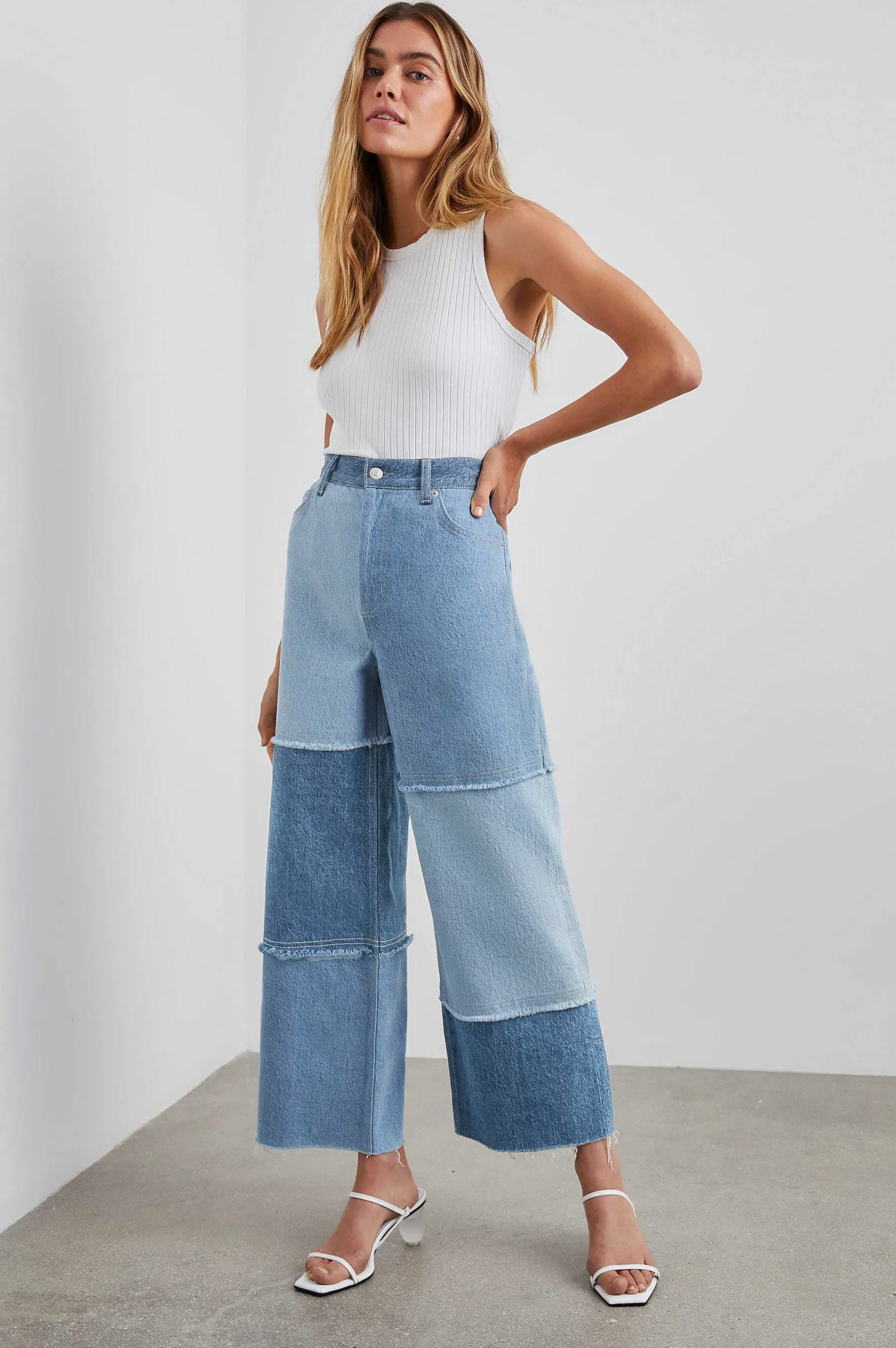 Vrouwen Rails Getty Crop Wide Leg - Licht Indigo Patchwork