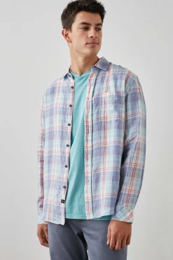 Heren Rails Havana Shirt - Lavendel Aqua Crimson