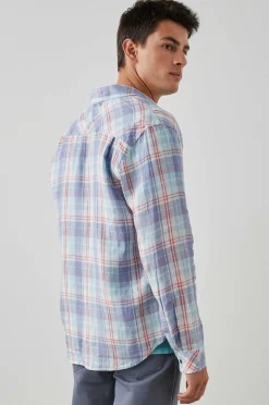 Heren Rails Havana Shirt - Lavendel Aqua Crimson