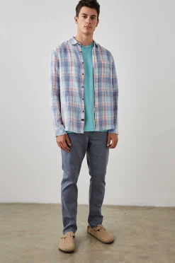 Heren Rails Havana Shirt - Lavendel Aqua Crimson
