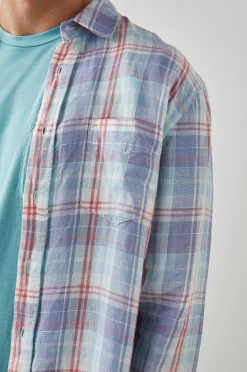 Heren Rails Havana Shirt - Lavendel Aqua Crimson