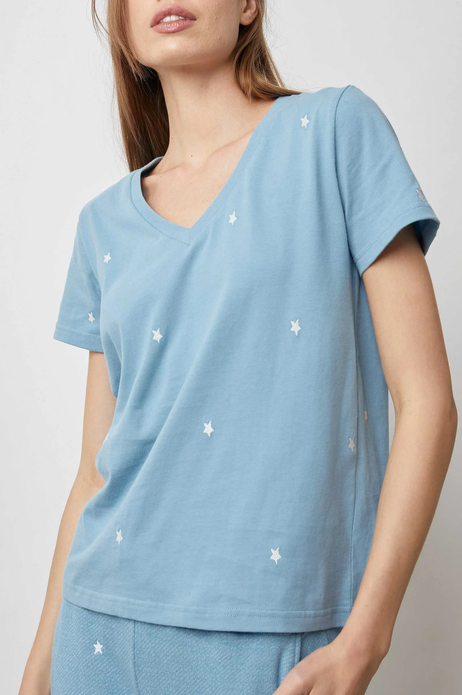Vrouwen Rails Het Cara T-Shirt Met V-Hals - Aqua-Sterren