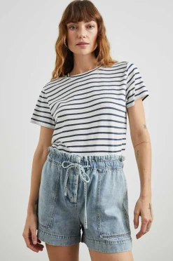 Vrouwen Rails Het Klassieke Crew-T-Shirt - Ivoormarine Streep