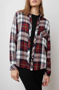 Vrouwen Rails Jager Overhemd - Merlot Marine Goud
