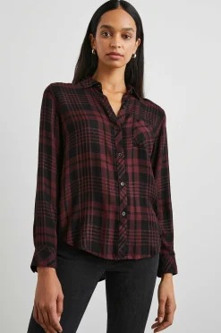 Vrouwen Rails Jager Overhemd - Zwart Merlot Lurex