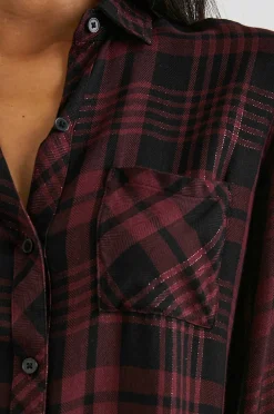 Vrouwen Rails Jager Overhemd - Zwart Merlot Lurex