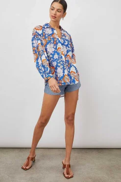 Vrouwen Rails Janae Overhemd - Kobalt Bloemen