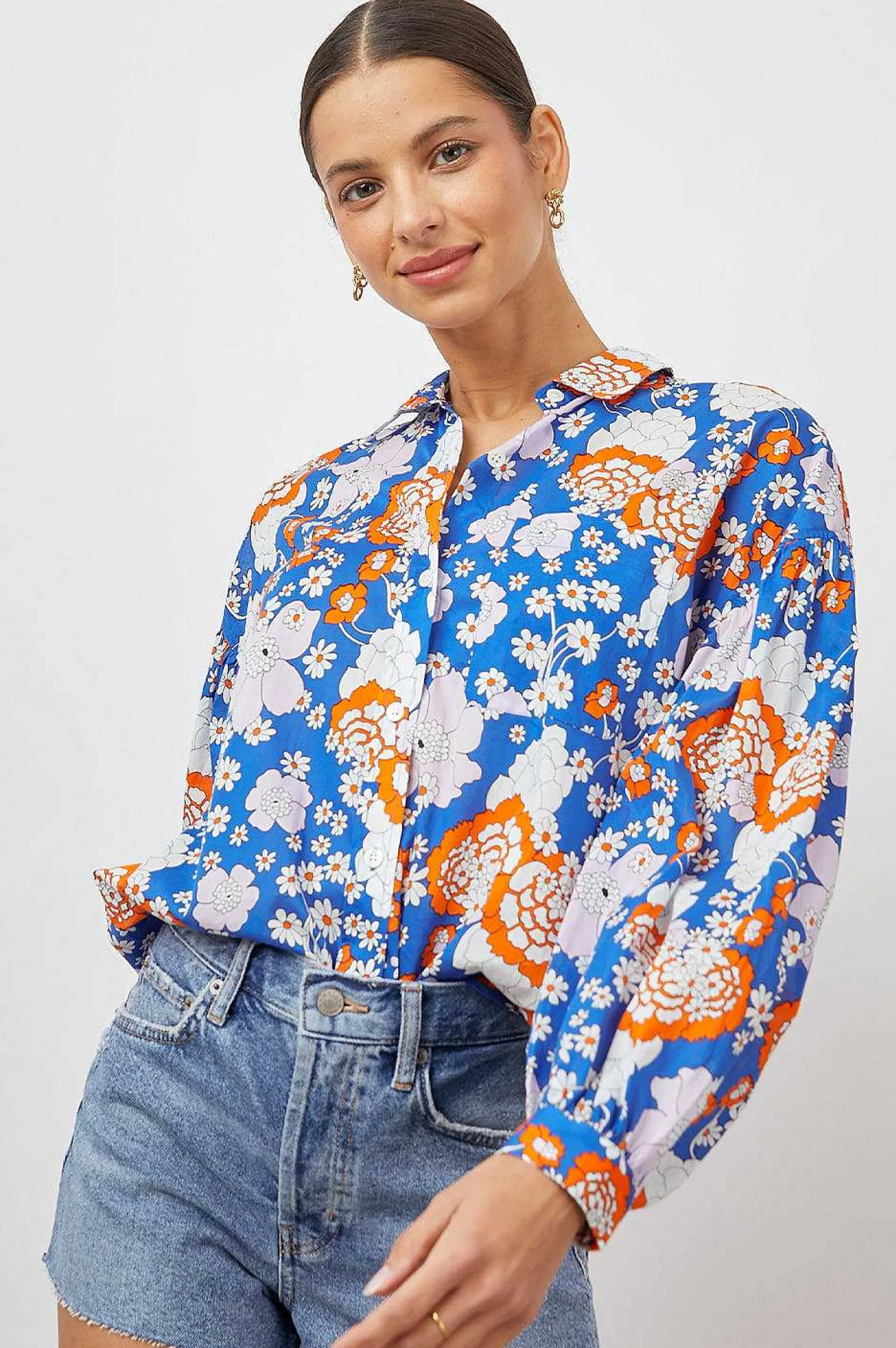 Vrouwen Rails Janae Overhemd - Kobalt Bloemen