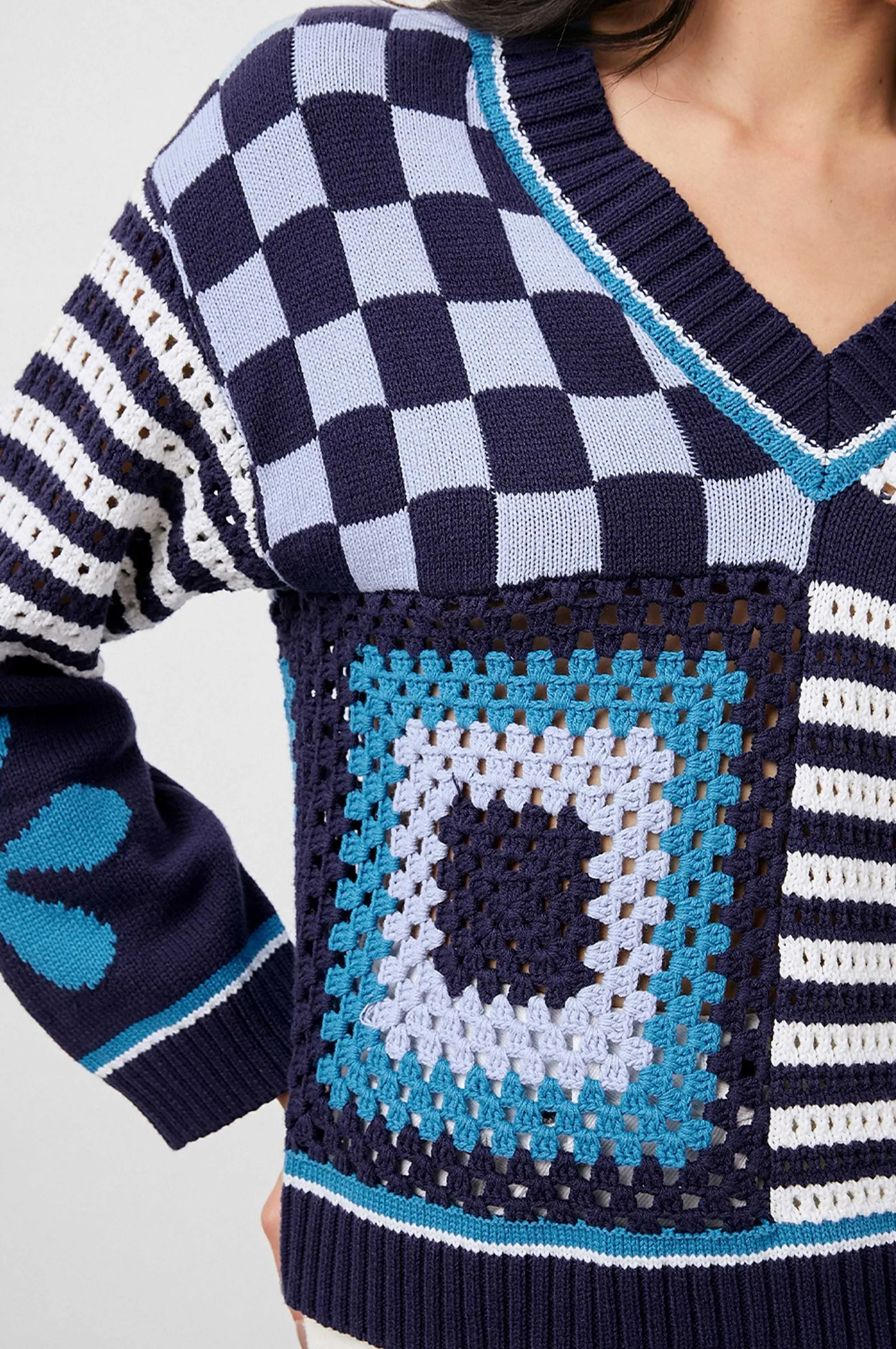 Vrouwen Rails Joni Trui - Blauw Patchwork