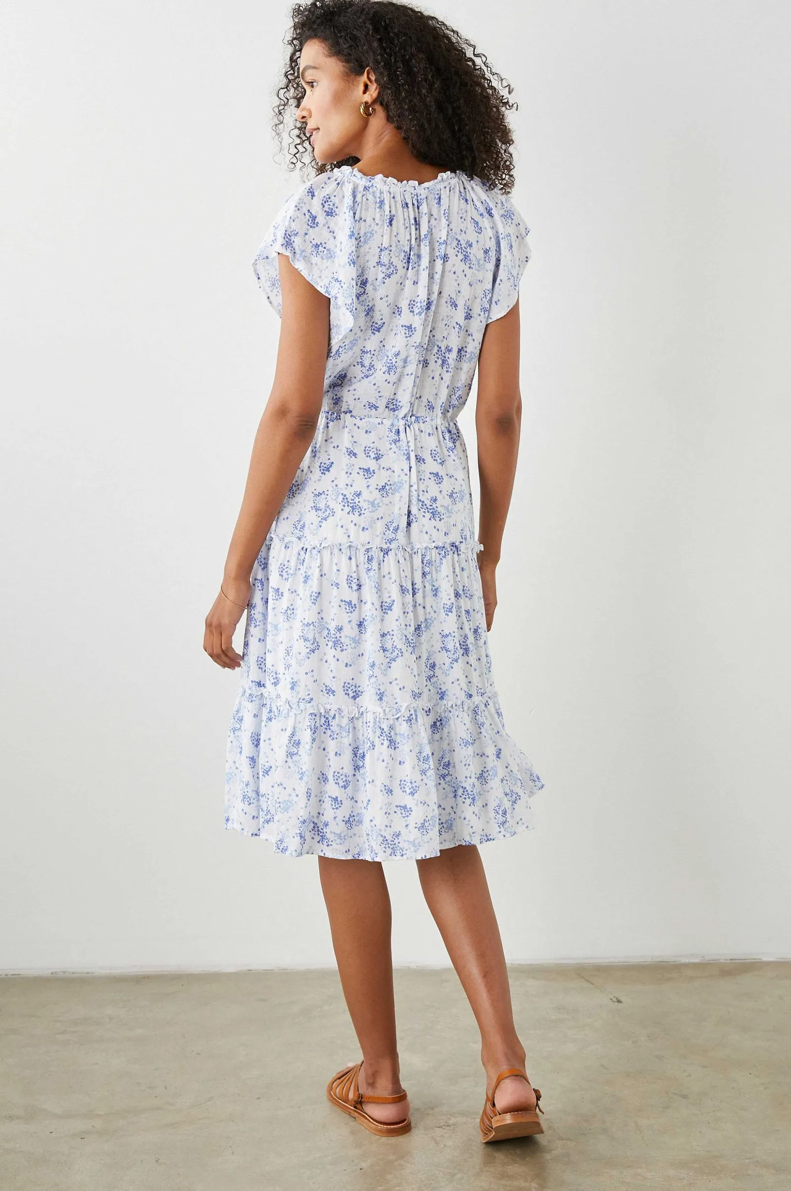 Vrouwen Rails Juni Jurk - Blauwe Bloesemen