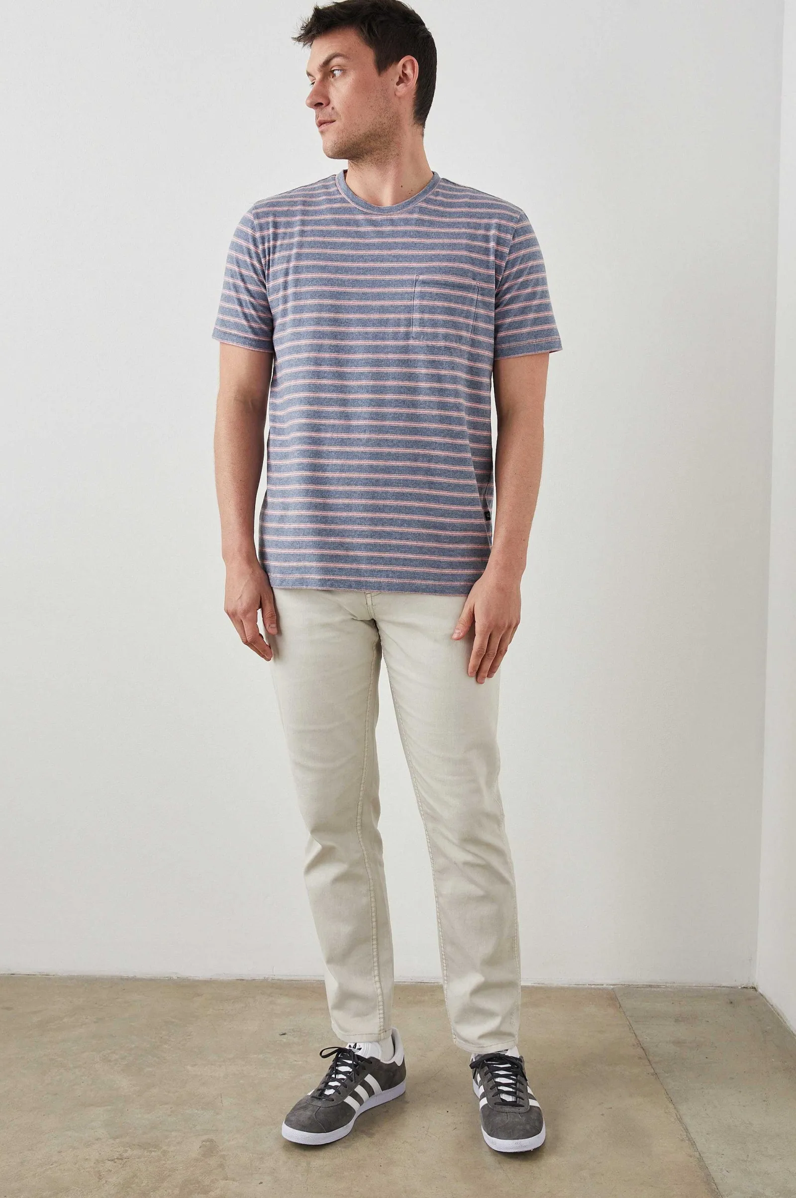 Heren Rails Kai Top - Staal Rose Heather Stripe