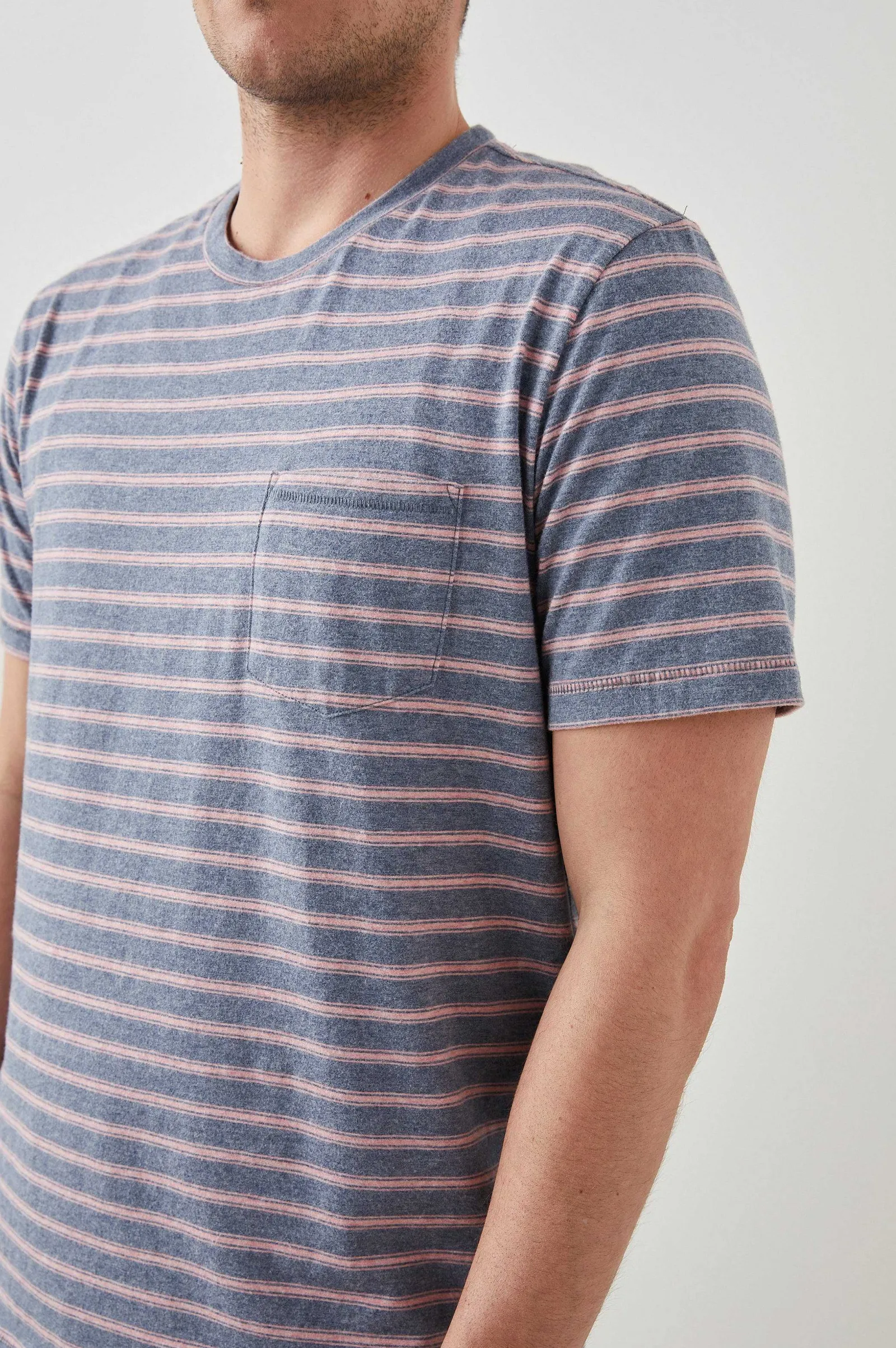 Heren Rails Kai Top - Staal Rose Heather Stripe