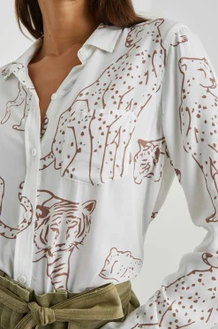 Vrouwen Rails Kathryn Shirt - Kameel Jungle Katten