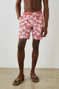 Heren Rails Kian Zwemshort - Jungle Foliage Rood