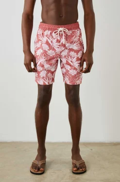 Heren Rails Kian Zwemshort - Jungle Foliage Rood