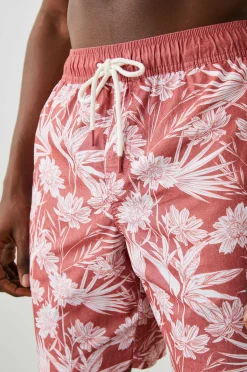 Heren Rails Kian Zwemshort - Jungle Foliage Rood