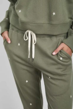 Vrouwen Rails Kingston Sweatpant - Olijf Geborduurde Ivoor Sterren