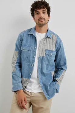Heren Rails Larsen Overhemd - Medium Indigo Patchwork