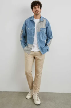 Heren Rails Larsen Overhemd - Medium Indigo Patchwork