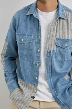 Heren Rails Larsen Overhemd - Medium Indigo Patchwork