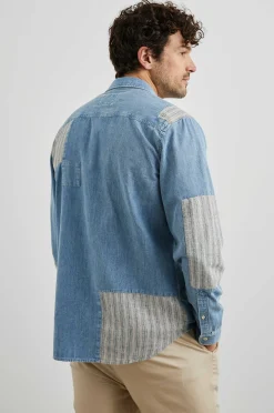 Heren Rails Larsen Overhemd - Medium Indigo Patchwork
