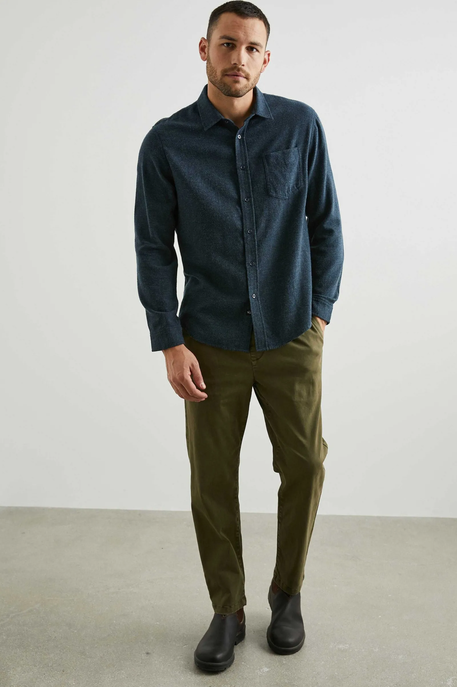 Heren Rails Lennox Shirt - Abyss Melange