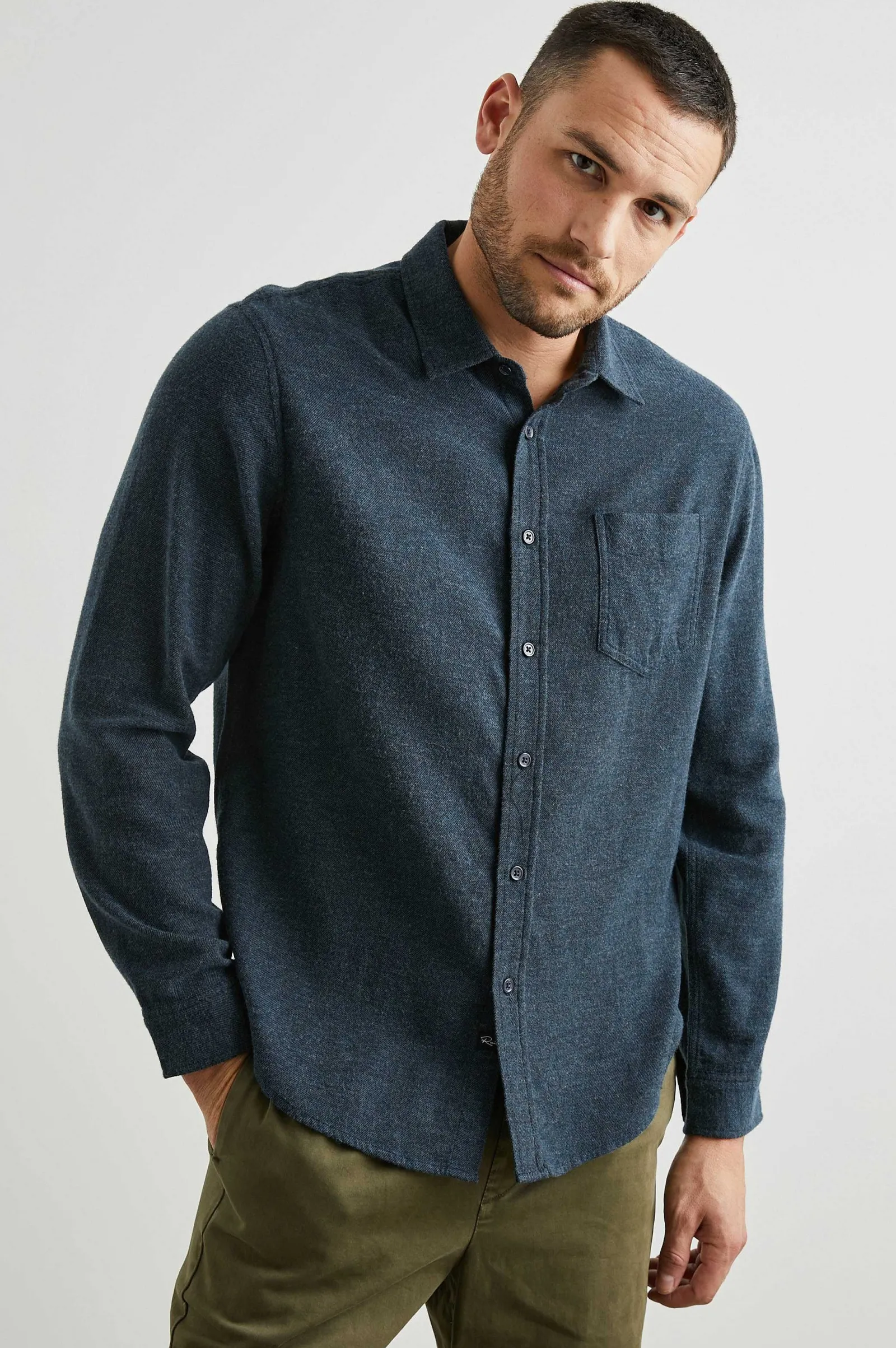 Heren Rails Lennox Shirt - Abyss Melange