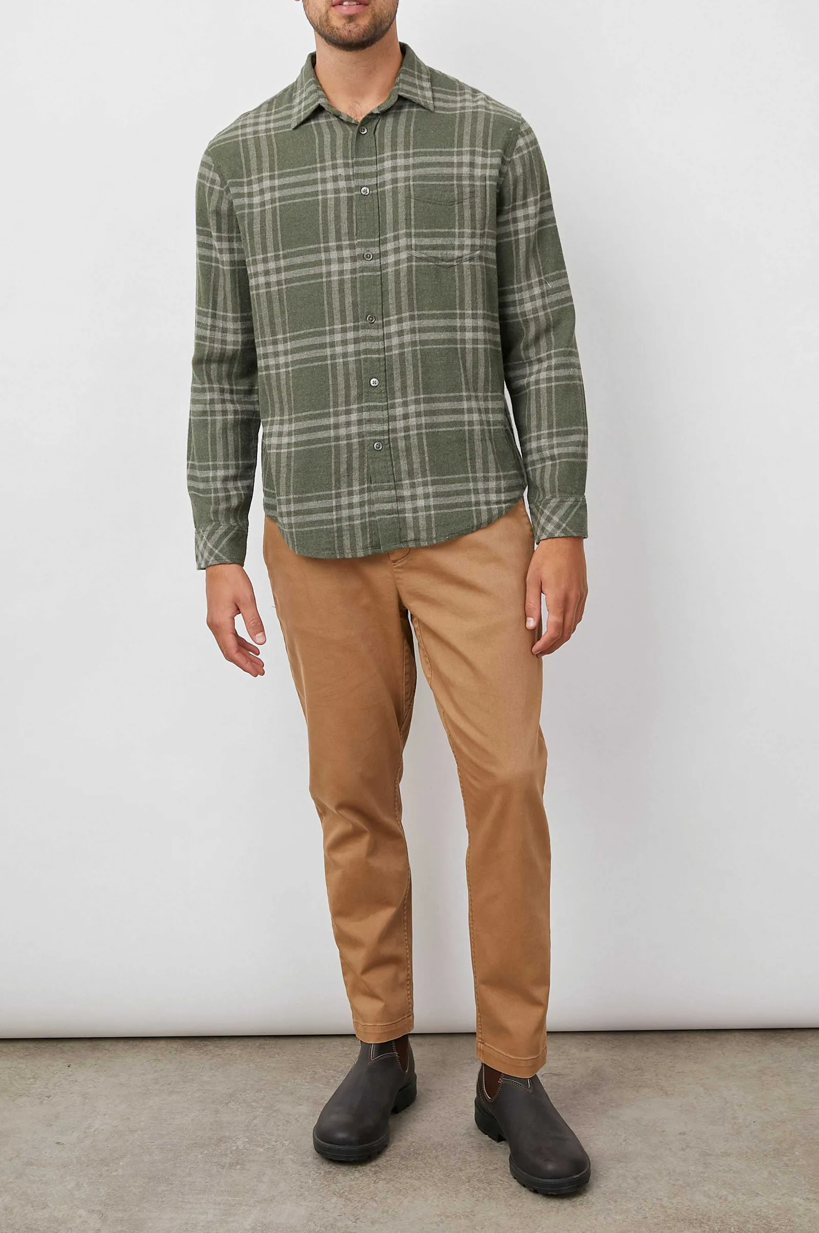 Heren Rails Lennox Shirt - Beton Mos Melange
