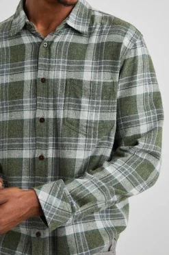 Heren Rails Lennox Shirt - Groen Hollow Grijs Melange