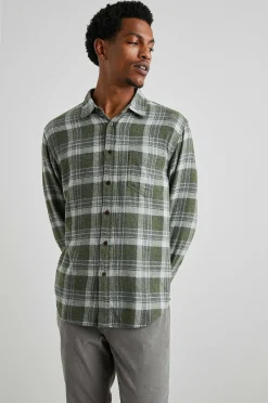 Heren Rails Lennox Shirt - Groen Hollow Grijs Melange