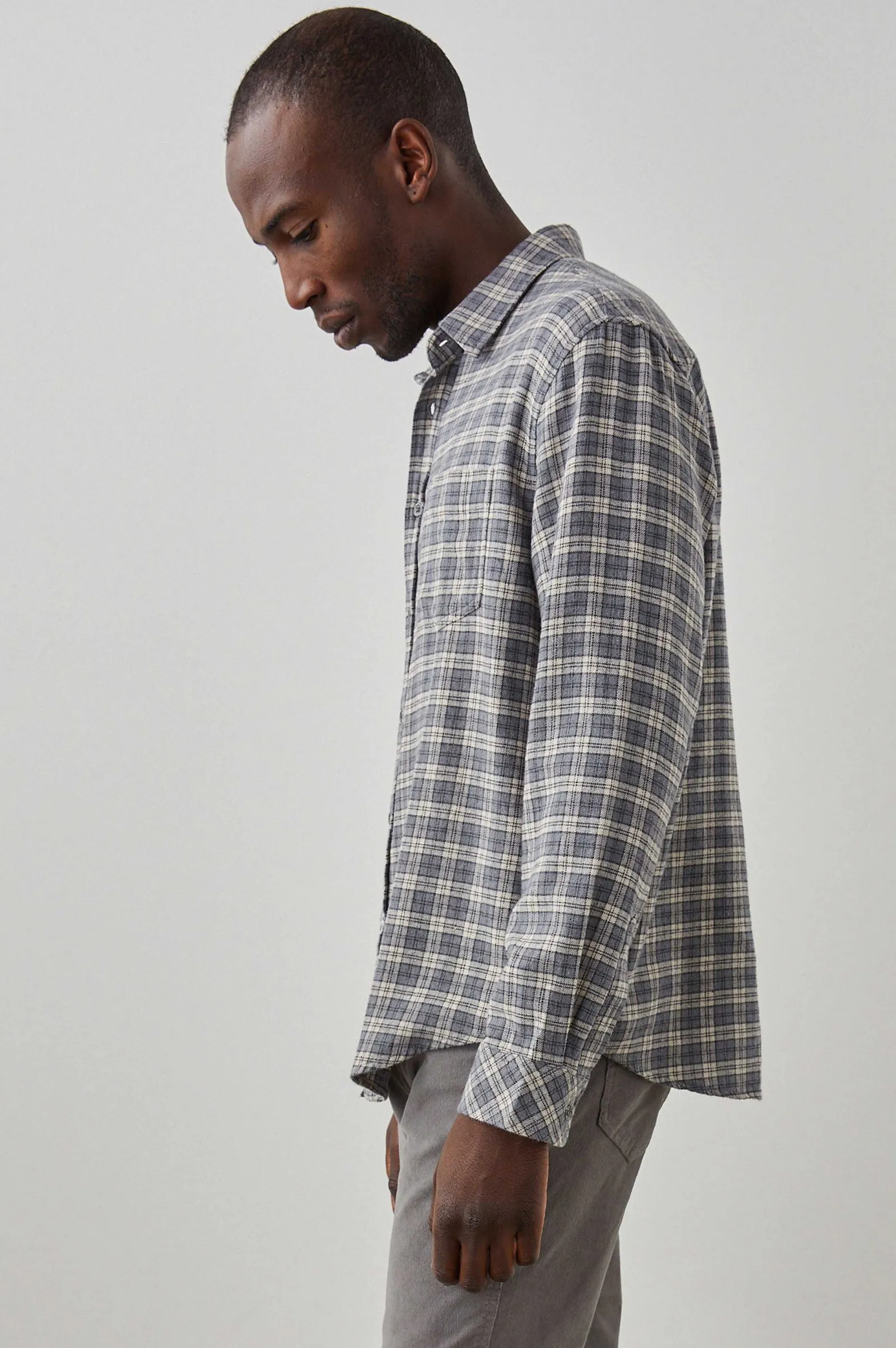 Heren Rails Lennox Shirt - Houtskool Vlas Melange