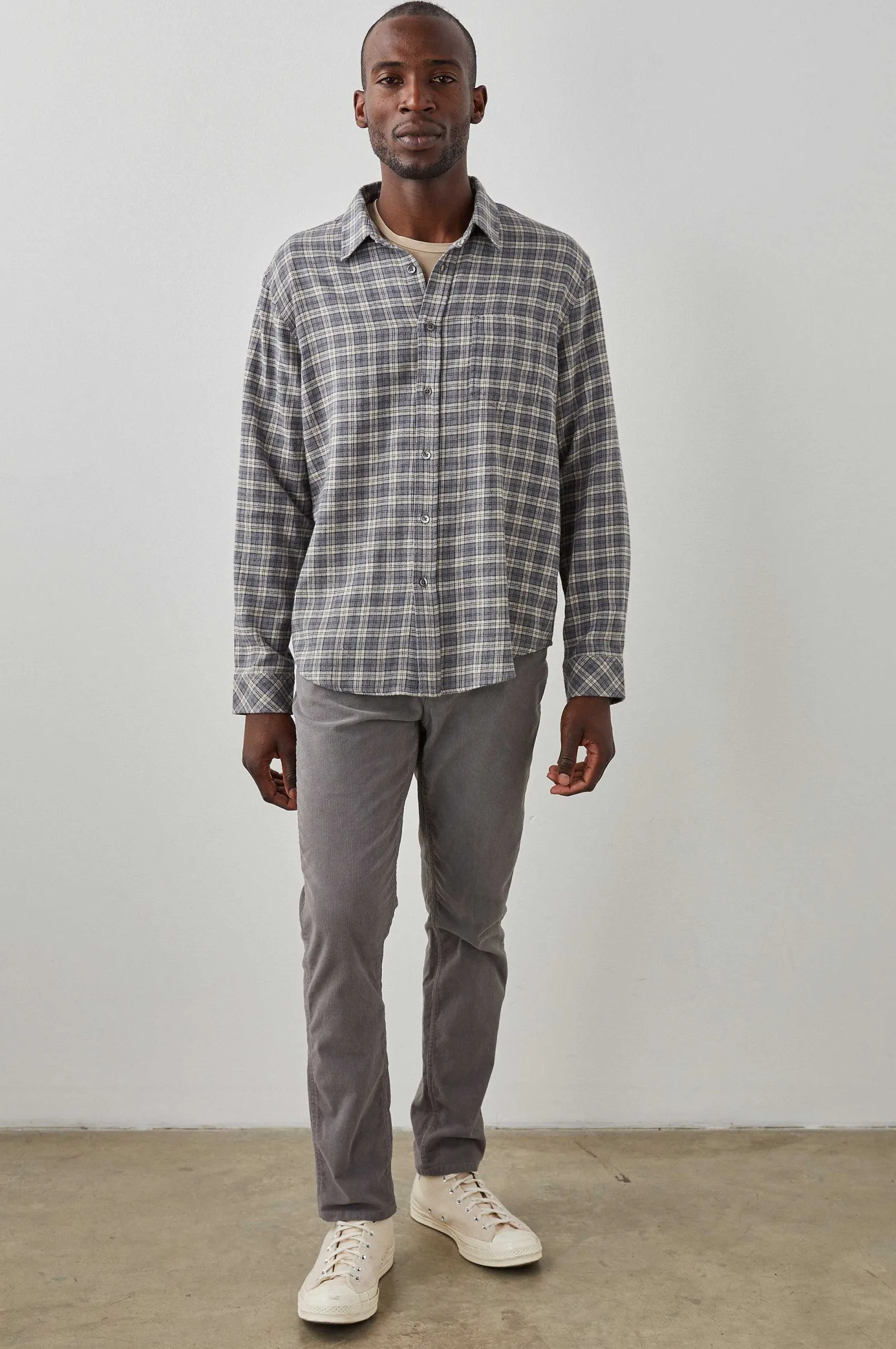 Heren Rails Lennox Shirt - Houtskool Vlas Melange