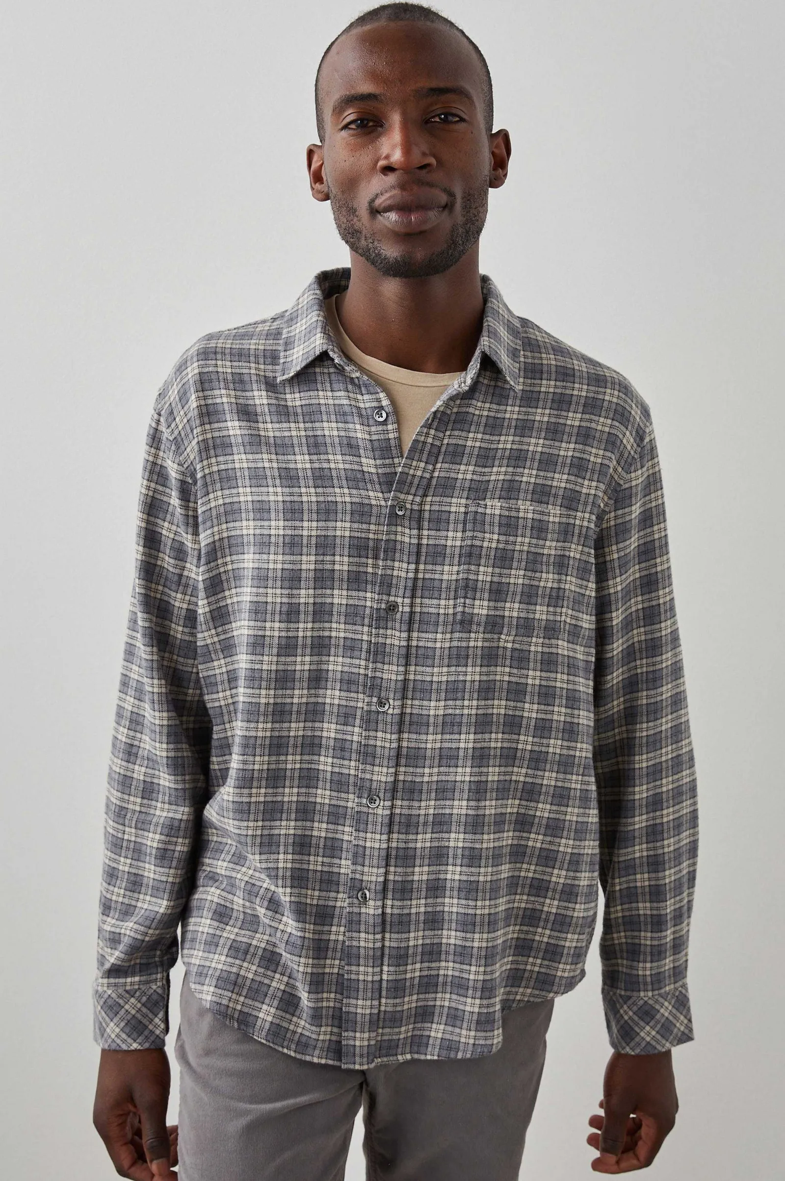 Heren Rails Lennox Shirt - Houtskool Vlas Melange